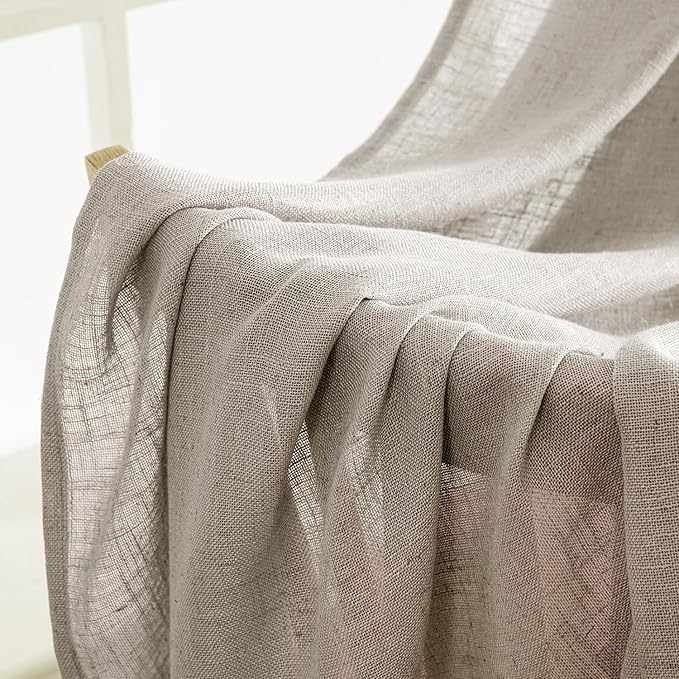 MIULEE Burlywood Birch Linen Curtains 52x54 Inch Long 2 Panels - Image 6