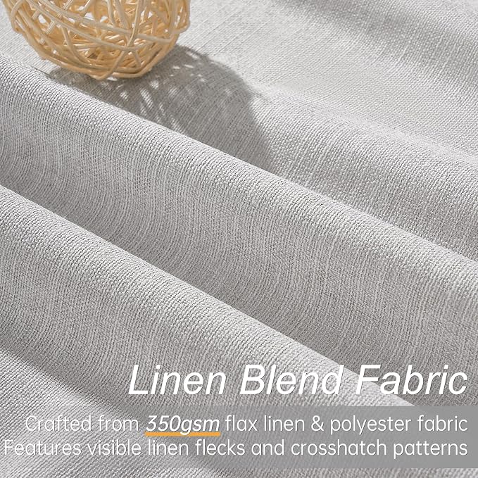 Topfinel Grey Beige Linen Blackout Curtains 84 Inch Long - Image 3