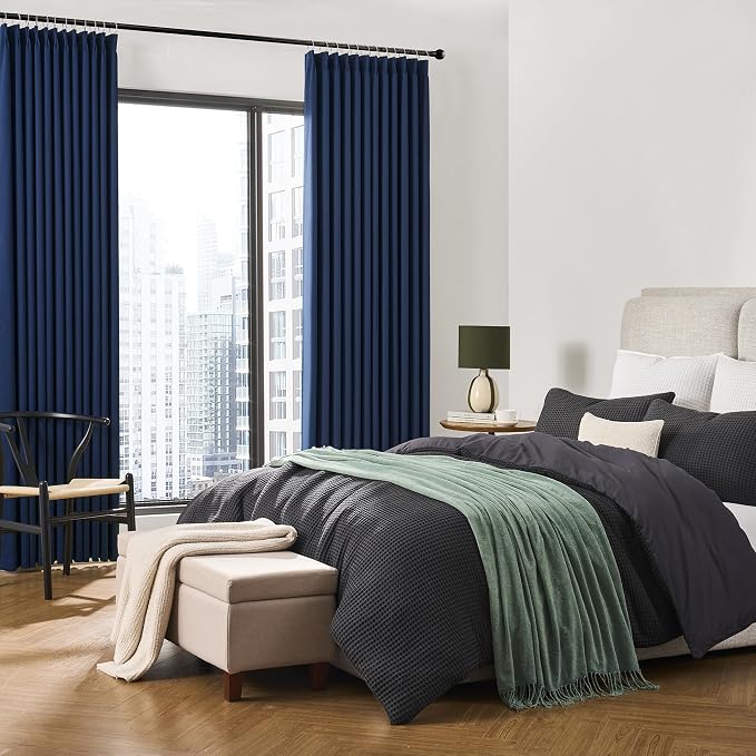 Navy Pleat Wide Width Drapes 80 x 102 inch Long 2 Panels - Image 4
