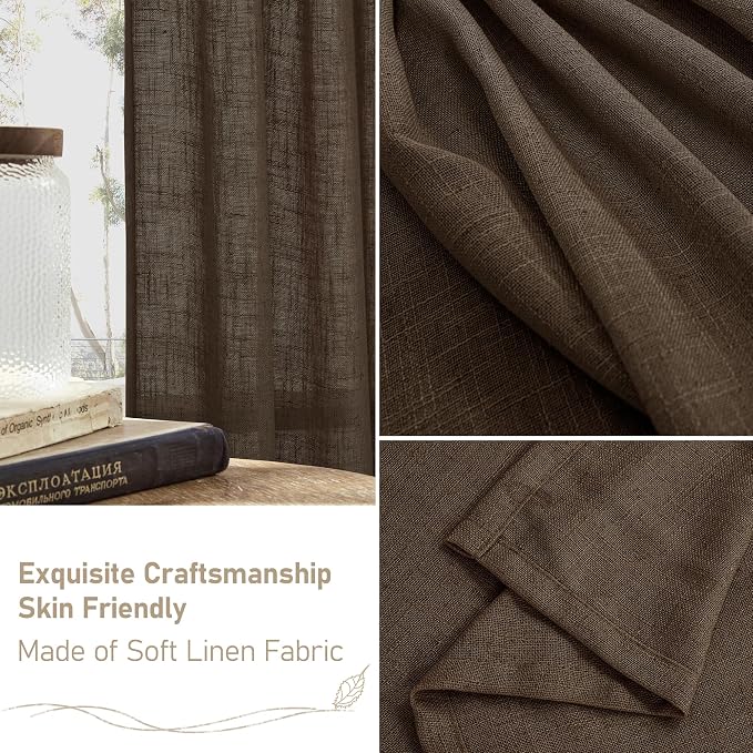 Linen Curtains 45 Inch Length 2 Panels - Image 6