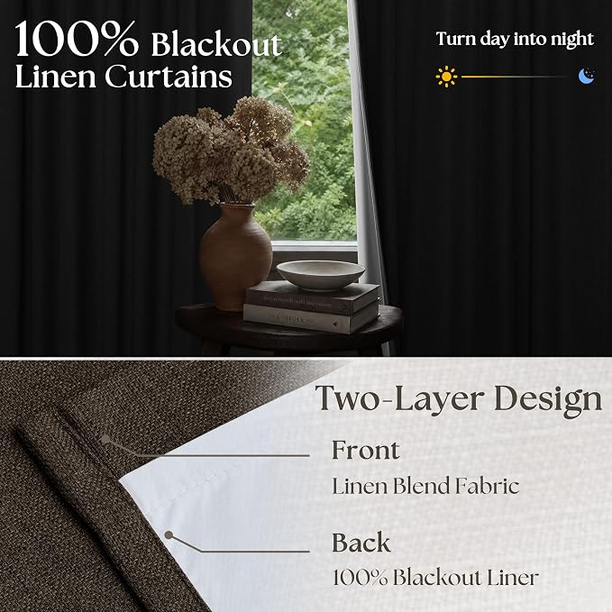 Pleat Chocolate Brown Curtains 108 Inches Long 2 Panels Set - Image 4