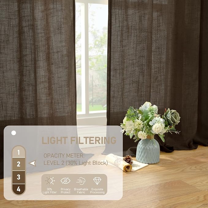 Linen Curtains 45 Inch Length 2 Panels - Image 4