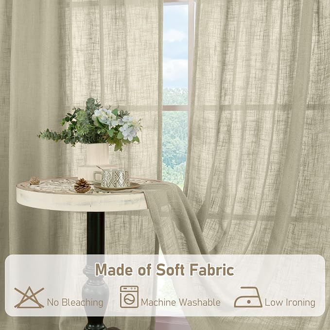 Oatmeal 72 inch Linen Textured Curtains - Image 8