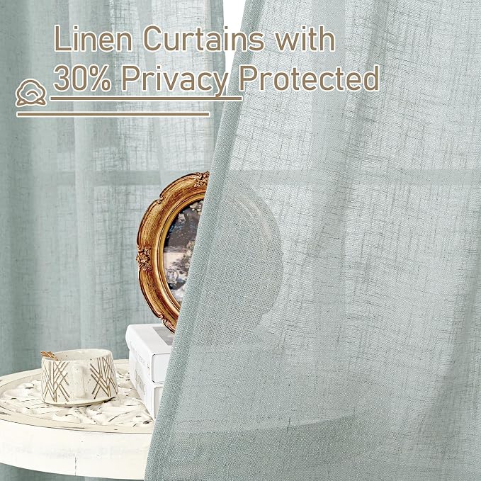 80 Inch Semi Sheer Linen Curtains - Image 5