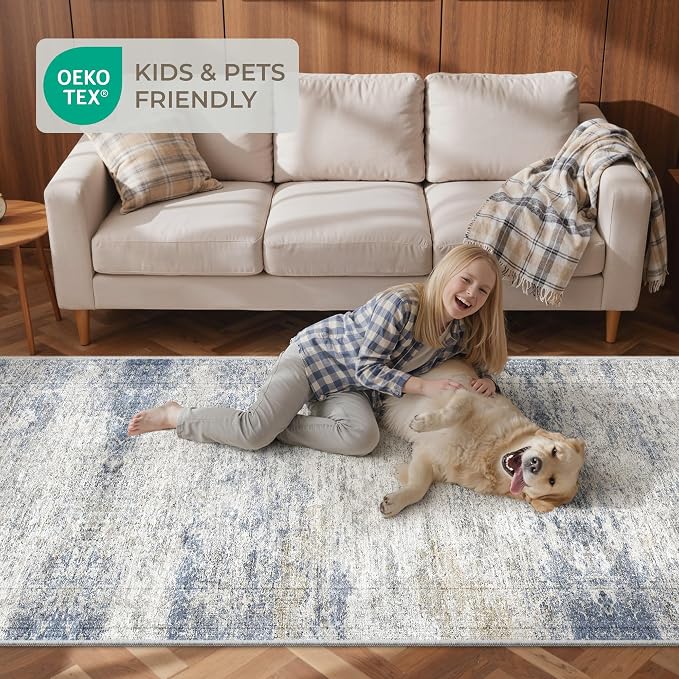 5x7 Area Rugs for Living Room, Large Washable Rug, Dining Room, Low Pile - Image 9