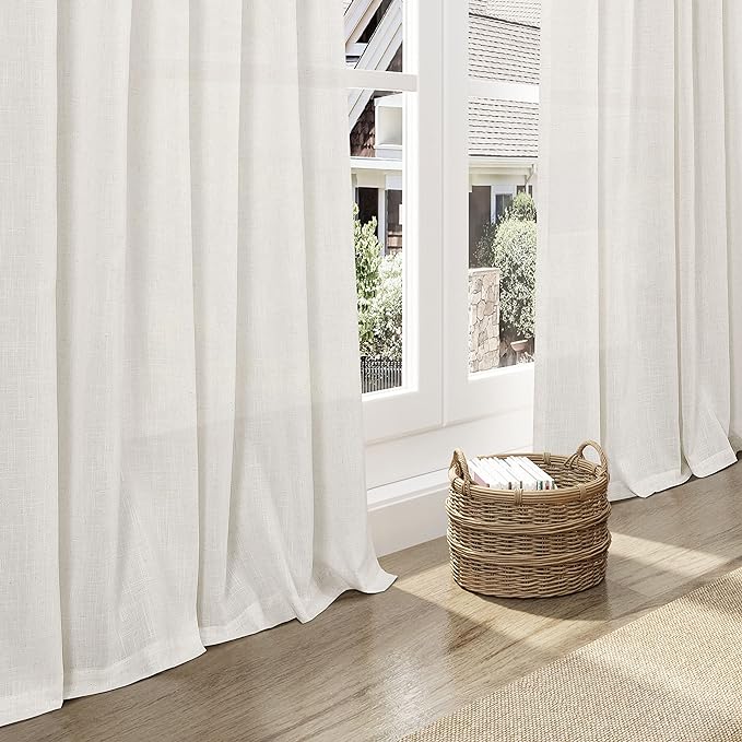 Cream Linen Curtains 108 inches Long - Image 5