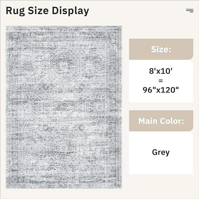 Soalmost Washable Area Rug 8x10 Large Soft Grey Rugs - Image 6