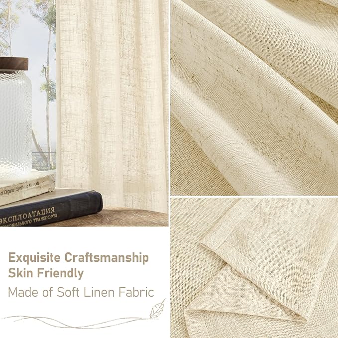 95 Inch Long Semi Sheer Linen Curtains - Image 6