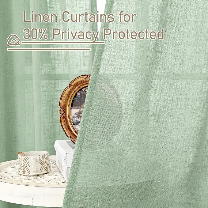 36 Inch Length Linen Semi Sheer Curtains - Image 5