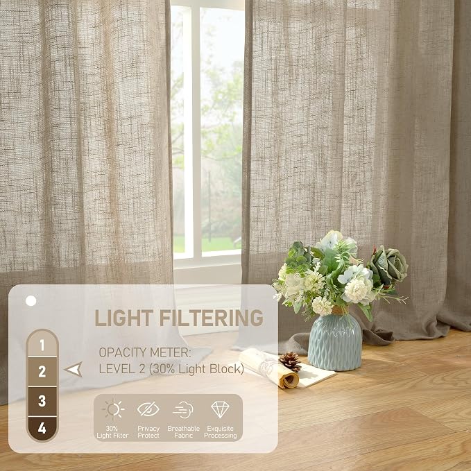 Taupe Linen Curtains 90 Inch Length - Image 5