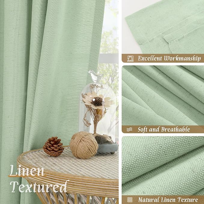 Small Window Linen Curtains 45 Inch Length - Image 7