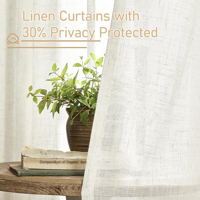 Linen Blended Curtains 72 inch for Bedroom, Linen Textured Light Filtering - Image 6