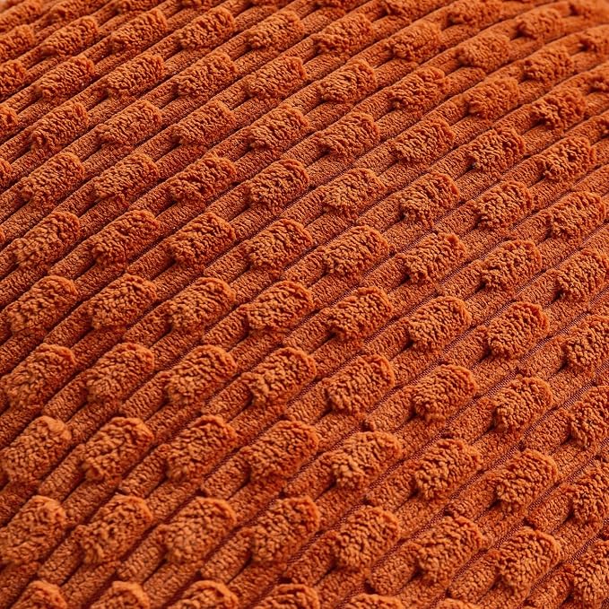 Set of 4 Burnt Orange Decorative Throw Pillow Covers 26x26 Inch Corduroy Pillow - Image 5
