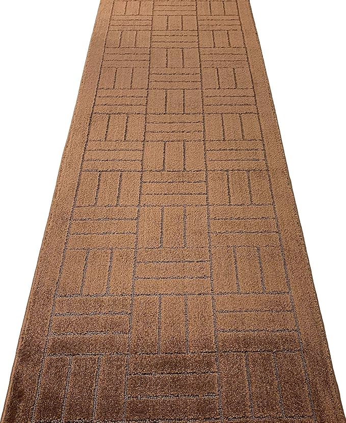 Custom Length Hallway Runner Rug, Slip Resistant, Bricks Brown, 26 Inch X 21 - Image 3
