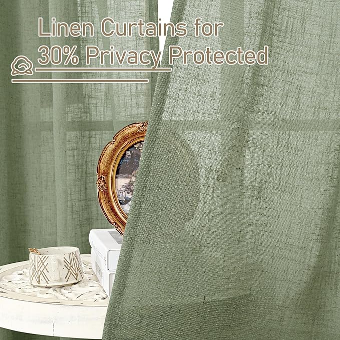 Sage Green 80 inch Linen Curtains - Image 5
