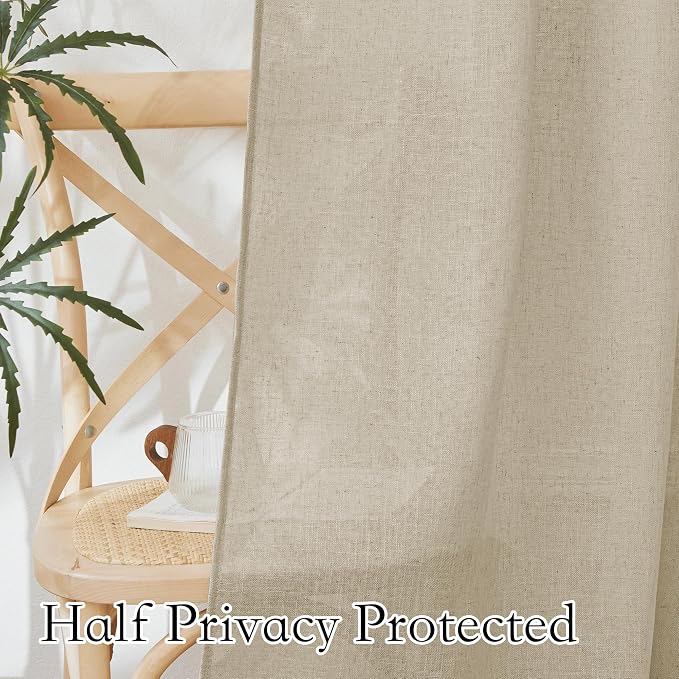 RYB HOME Sheer Curtains 102 inches, Extra Long Floor to Ceiling Curtains | Half - Image 4
