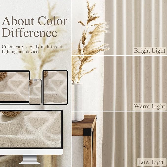 Living Room Curtains 72 Inch Length Linen Boho Luxury Light Filtering Semi - Image 3
