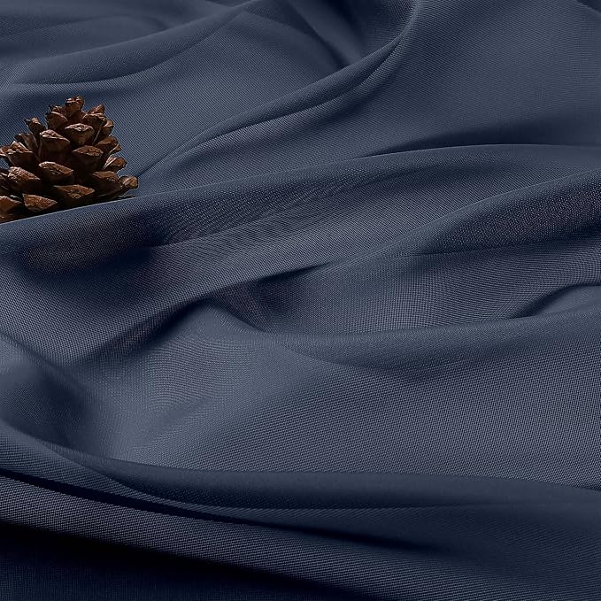 Sheer Navy Blue Curtains, Sheer Curtains 63 inch Length 2 Panels Set, Rod - Image 7