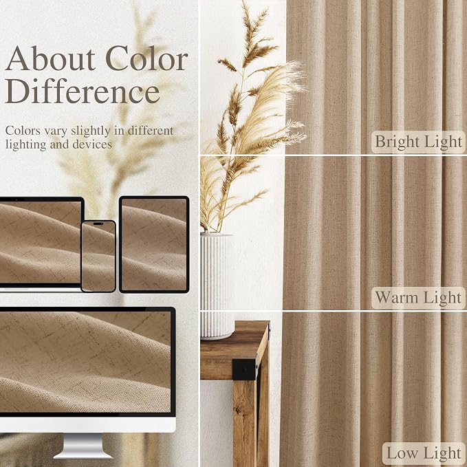 Sand Beige Linen Curtains 80 Inch Length - Image 3