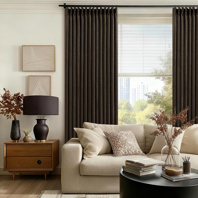 Pleat Chocolate Brown Curtains 108 Inches Long 2 Panels Set - Image 8