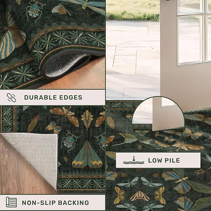6x9 Dark Green Area Rugs for Dining Room - Image 5