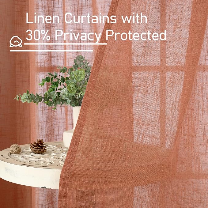 Terracotta Linen Sheer Curtains 90 inch - Image 6