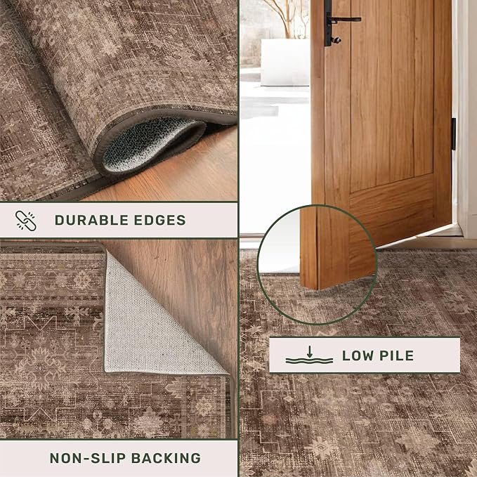 Brown Washable 3x20 Extra Long Hallway Runner Rug, Neutral Boho Large Kitchen - Image 4