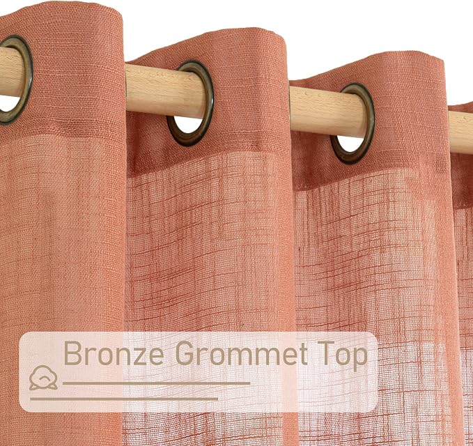 Terracotta Linen Sheer Curtains 90 inch - Image 4