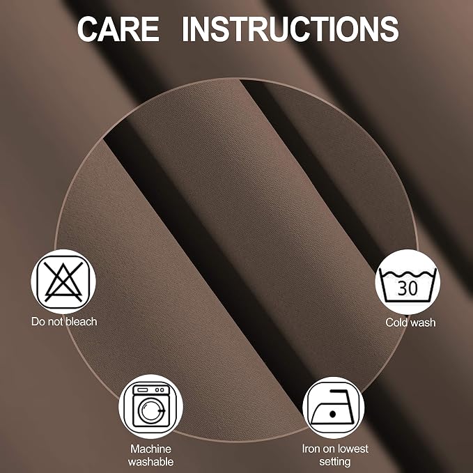 Blackout Curtains 52 x 45 inch/Chocolate Brown Curtains Set of 2 Panels/Thermal - Image 4