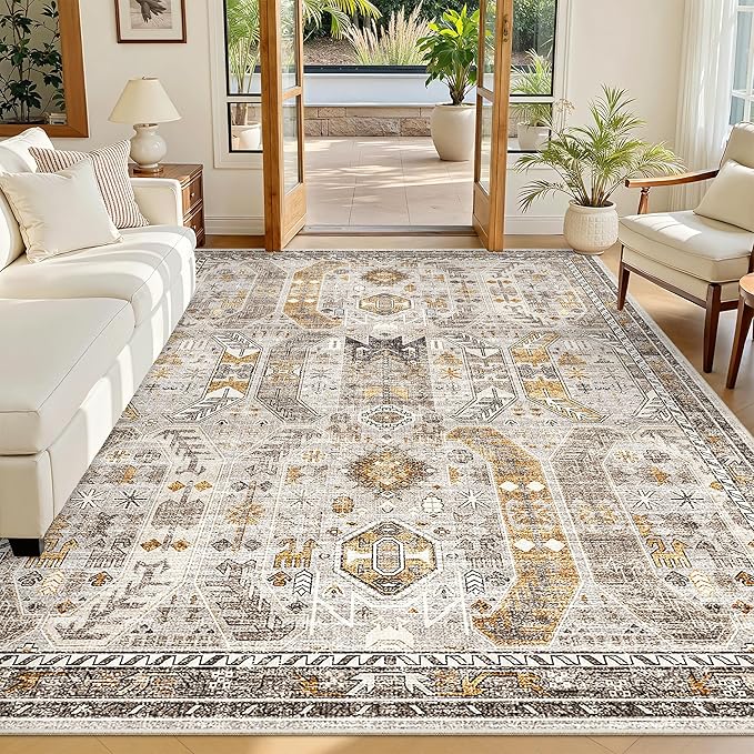 Madane 5x7 Area Rugs for Living Room, Non-Slip Washable Rug, Soft Low Pile by Madane