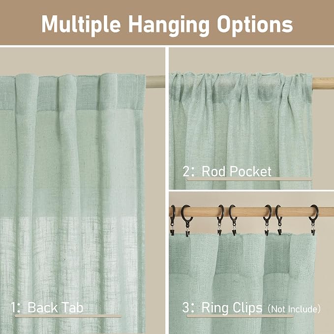 Short Kitchen Linen Curtains 24 Inch Length - Image 3