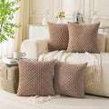 Set of 4 Light Brown Decorative Throw Pillow Covers 18x18 Inch Corduroy Pillow by Cozoomy