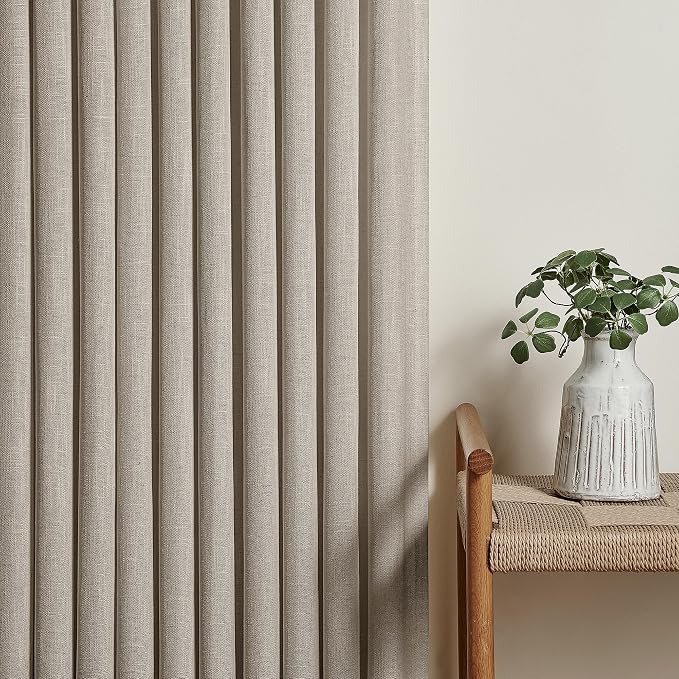 Modern Farmhouse Linen Curtains 80 Inches Long 2 Panels Set Burlywood Birch | - Image 9