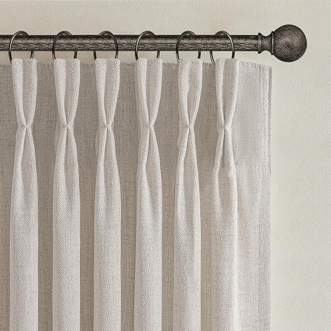70 Inch Extra Wide Pinch Pleated Linen Light Filtering Dining Room Curtains 102 - Image 3